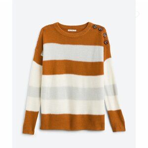 PINK CLOVER Mariko Button Detail Ribbed Pullover